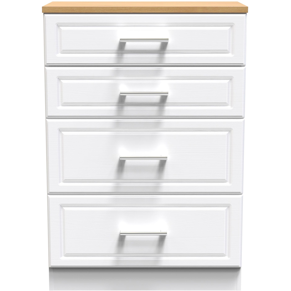 Crowndale Kent 4 Drawer White Ash and Modern Oak Deep Chest of Drawers Ready Assembled Image 2