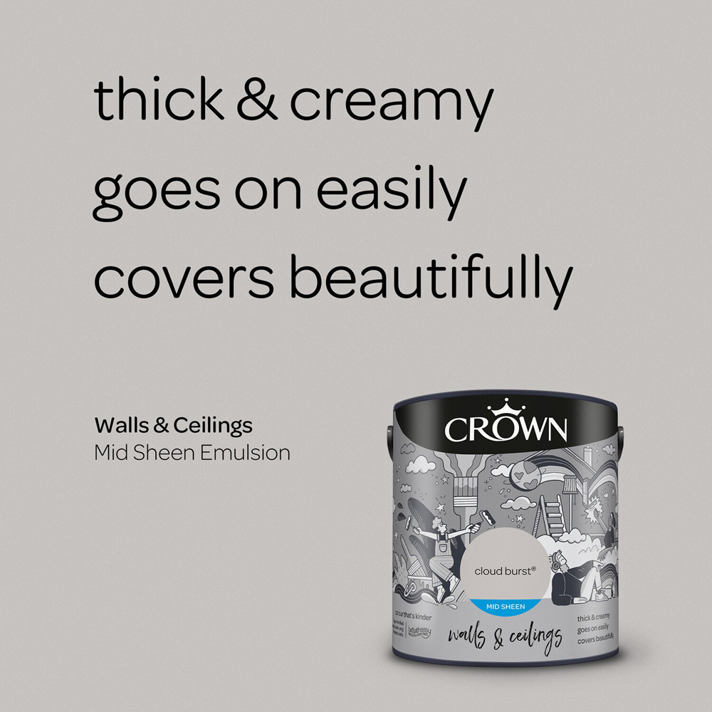 Crown Walls and Ceilings Mid Sheen Emulsion Cloud Burst 2.5l Image 6