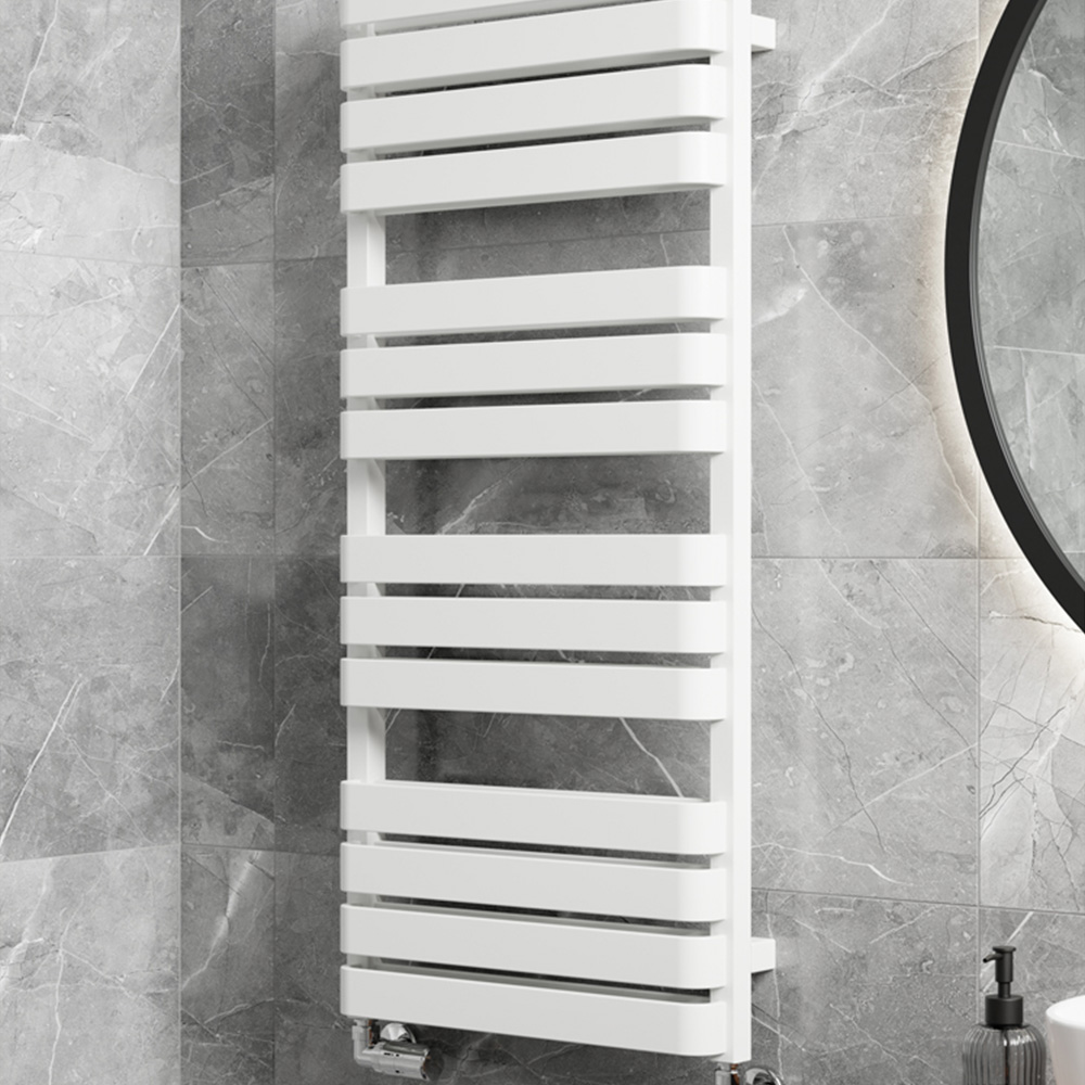 Terma Warp T Bold Matt White Heated Towel Rail 2660 BTU 1110 x 500mm Image 7
