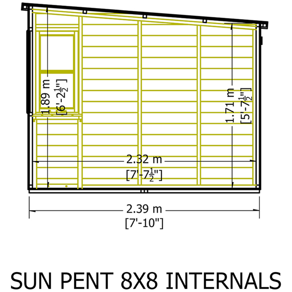 Shire 8 x 8ft Shiplap Style B Sun Pent Shed Image 9
