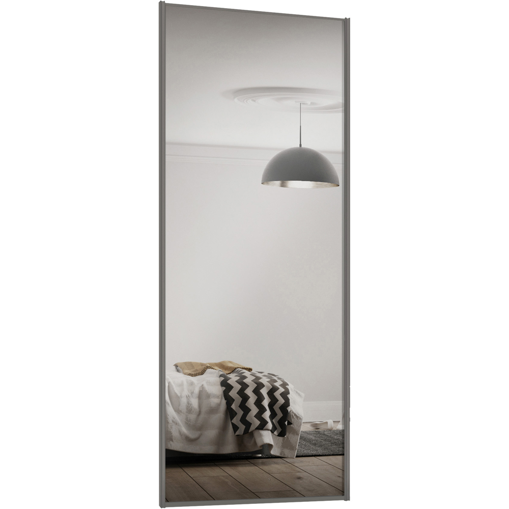 Spacepro Single Panel Graphite Frame Mirror Sliding Door 2220 x 914mm Image 1