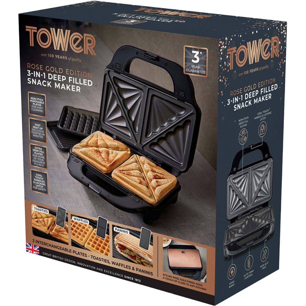 Tower 3 in 1 Gold Deep Fill Sandwich Maker Image 2