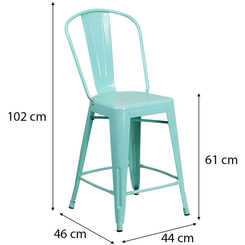 FWStyle Antique Mint Green Steel Bar Stools Set of 4 Image 7