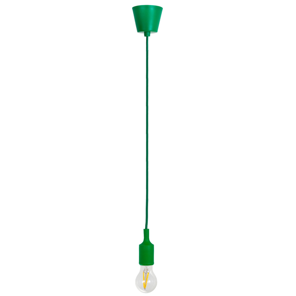 Happy Homewares Vintage Designer Green Silicone Pendant Light with Braided Fabric Cable Image 1