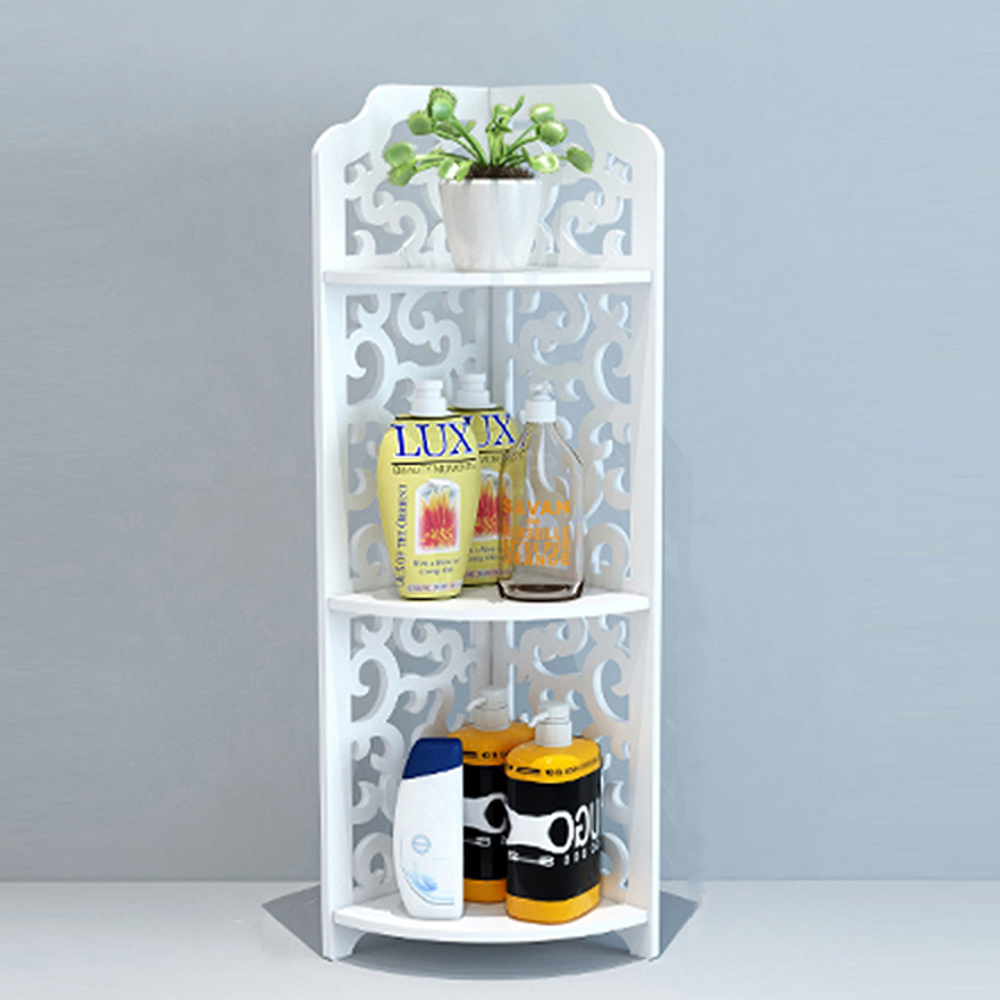 Living and Home 3-Tier White Corner Storage Rack Image 7