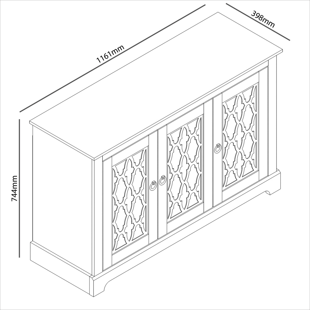 GFW Honiton 3 Door Grey Sideboard Image 8