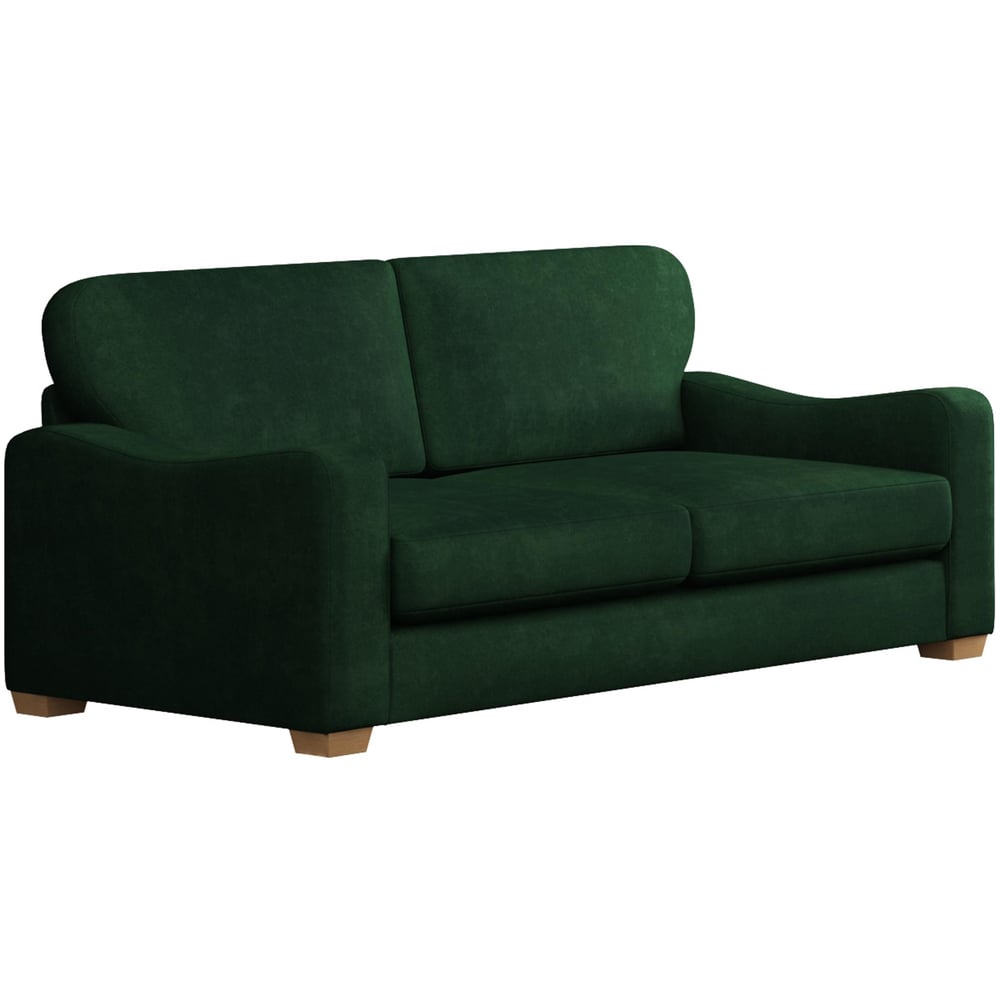 Theadford 3 Seater Forest Green Plush Velvet Fixed Back Sofa Image 3