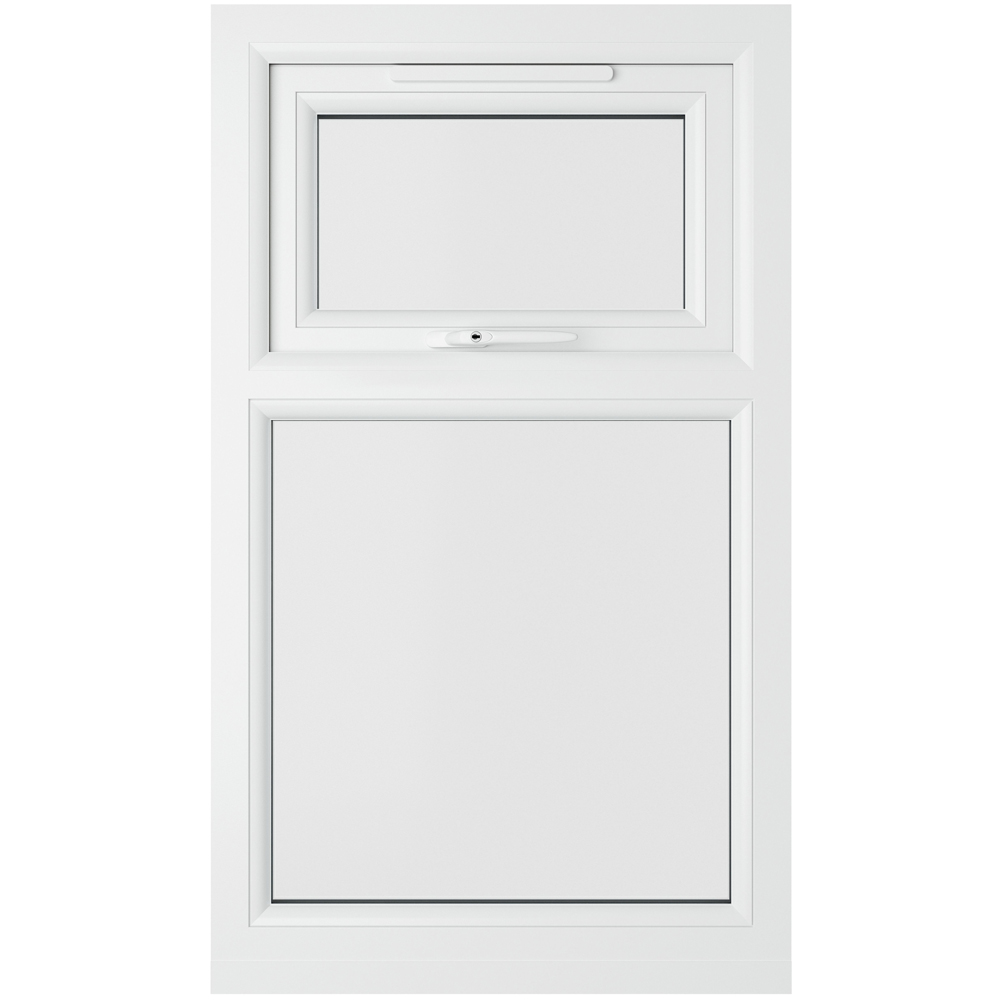 Crystal uPVC Double Glazed Window Top Hung Over Fixed Light Grey White Clear Glass 1190x1115mm Image 2