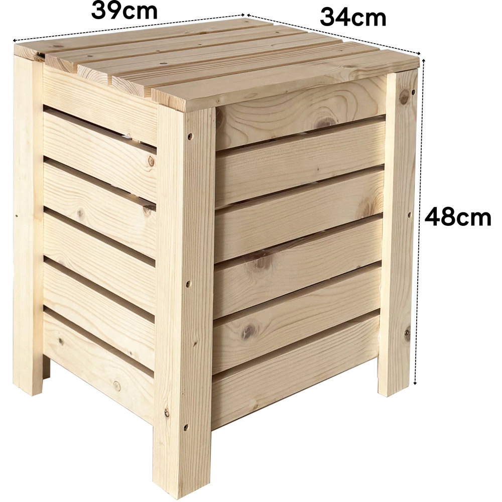 Core Products Natural Pre-Sanded Solid Pine Slatted Narrow Storage Box with Lid Image 9
