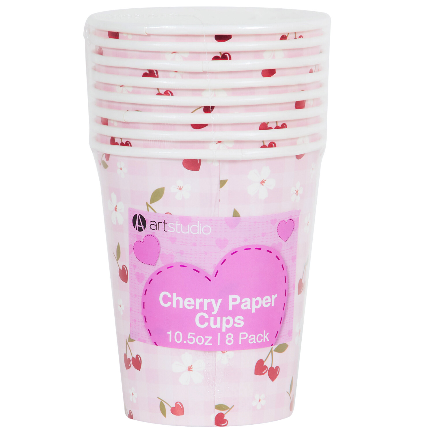 Pack of 8 Cherry Paper Cups - Pink Image 3