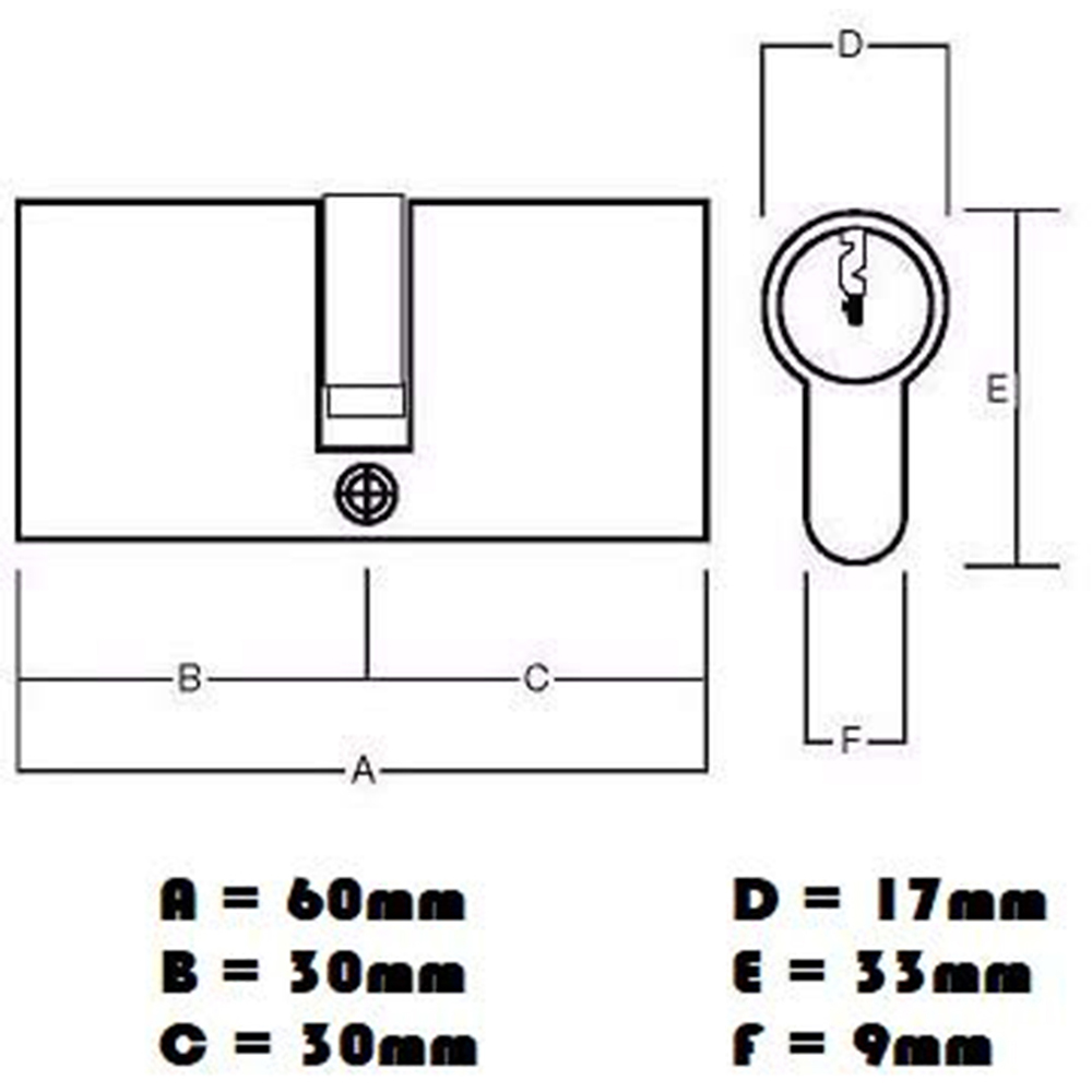 Golden Grace Satin Nickel Thumb Turn Euro Cylinder Lock 60mm Image 2