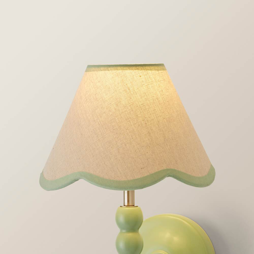 ValueLights Florie Green Linen Scallop Trim Mini Lamp Shade Image 4
