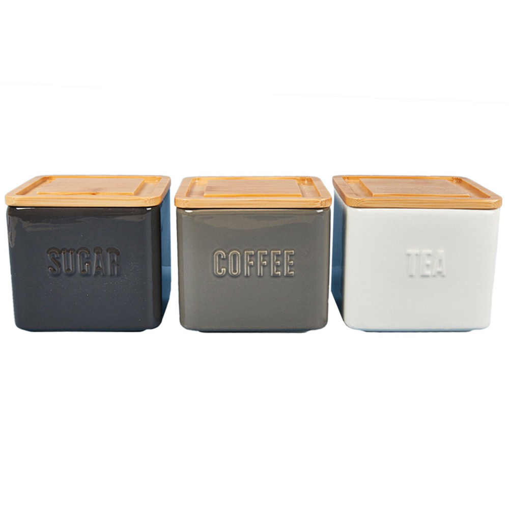 Stacking Tea Coffee Sugar Canister Set - Multicolour Image 1