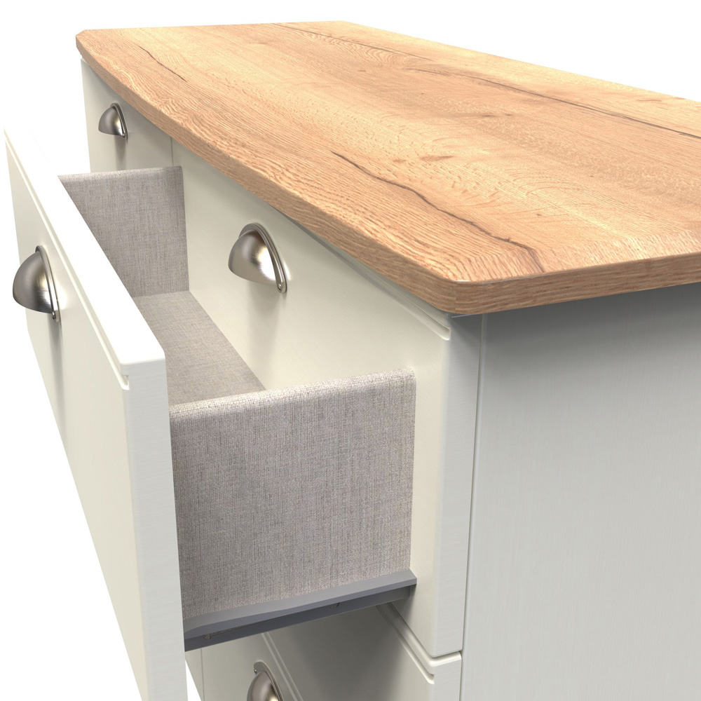 Crowndale Victoria 6 Drawer Cream Ash and Oak Wide Midi Chest of Drawer Image 6