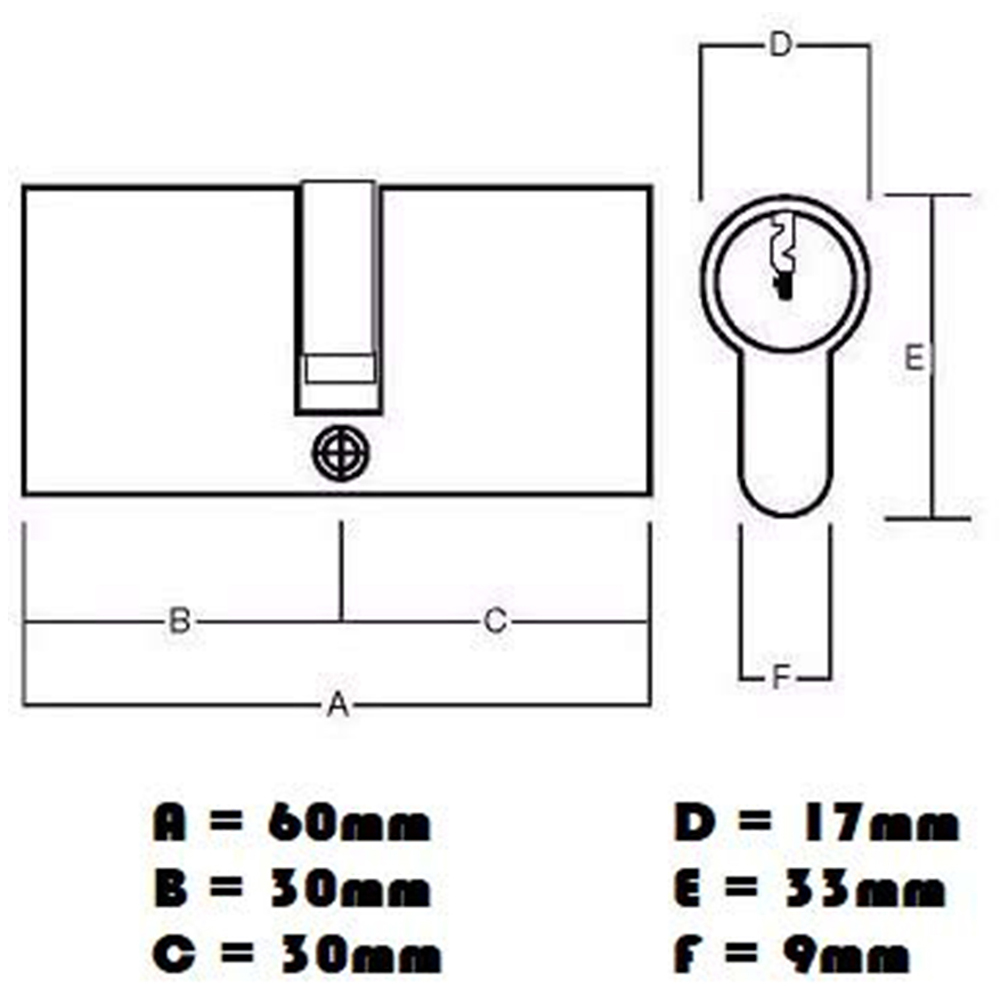 Golden Grace Chrome Thumb Turn Euro Cylinder Lock 60mm Image 2