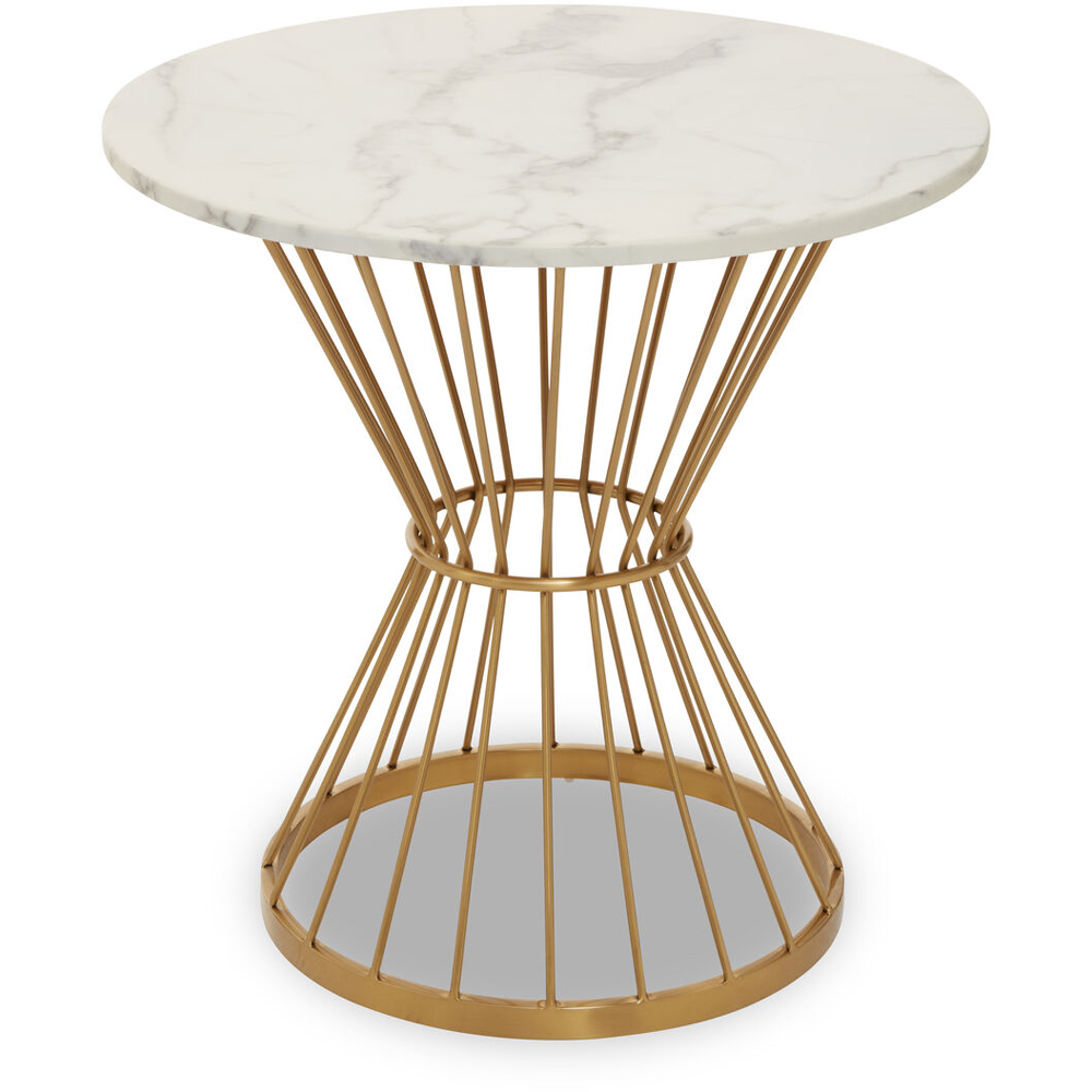 Premier Housewares Hourglass White Marble Dining Table with Gold Base Image 3