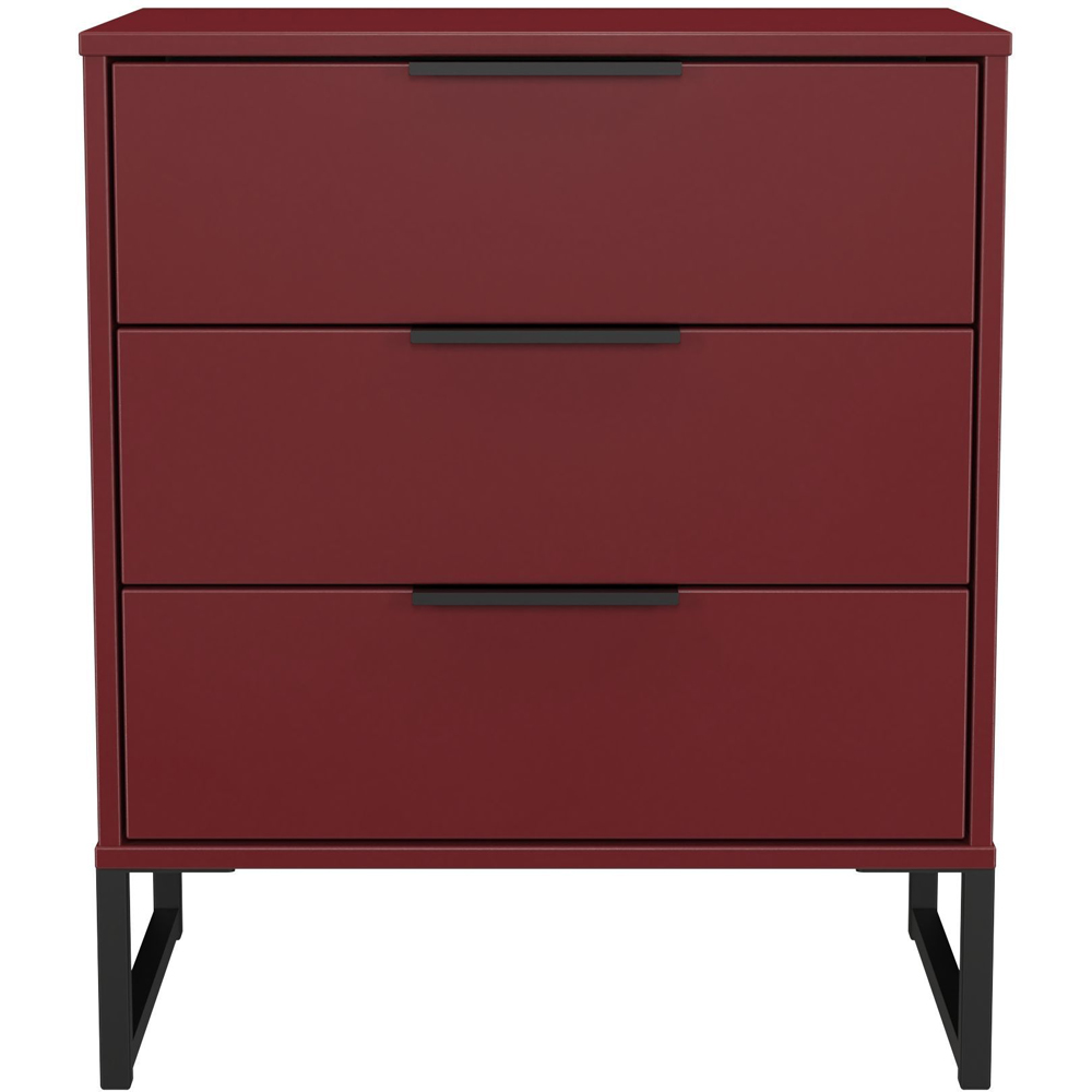 Crowndale Hong Kong 3 Drawer Red Matt Midi Chest of Drawers Ready Assembled Image 3
