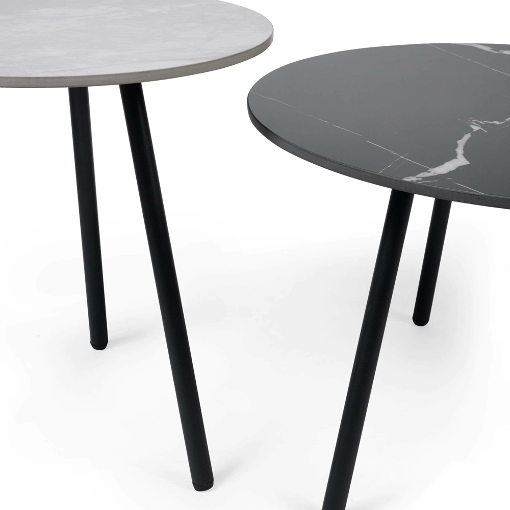 Julian Bowen Casper Grey and Black Marble Effect Sintered Stone Top Side Table Set of 2 Image 4
