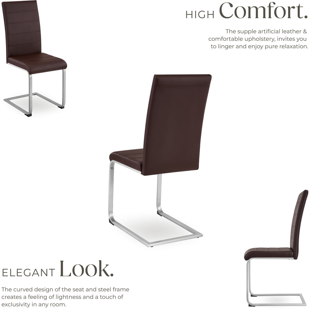 tectake Set of 4 Cappuccino Cantilever High Backrest Dining Chair Image 4