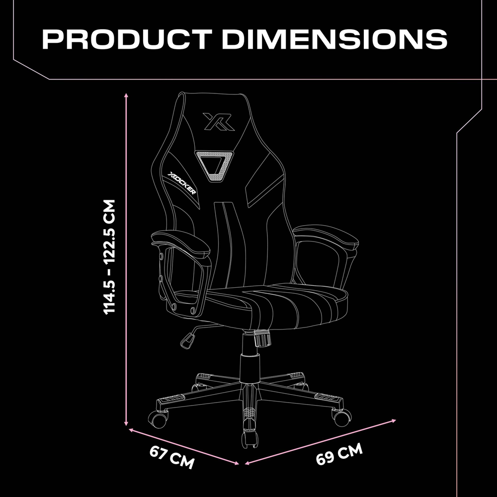 X Rocker Tempest Grey and Pink Office Gaming Chair Image 7