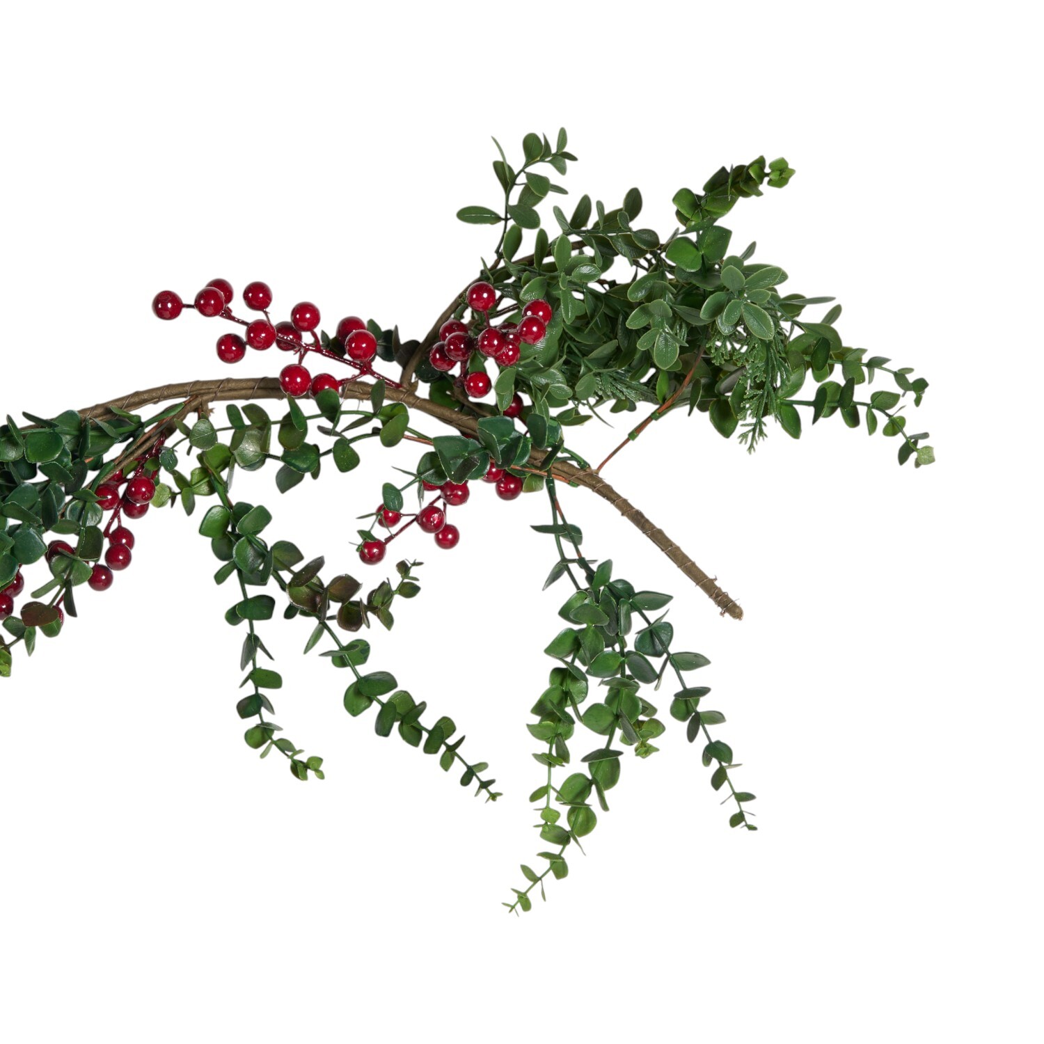 Red Berries Boxwood Garland - Green and Red Image 3
