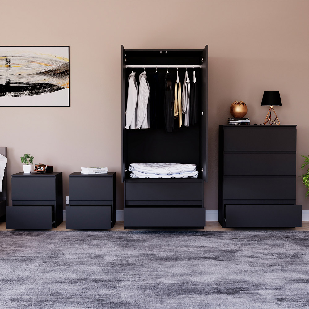 Vida Designs Denver Black 4 Piece Bedroom Furniture Set Image 4