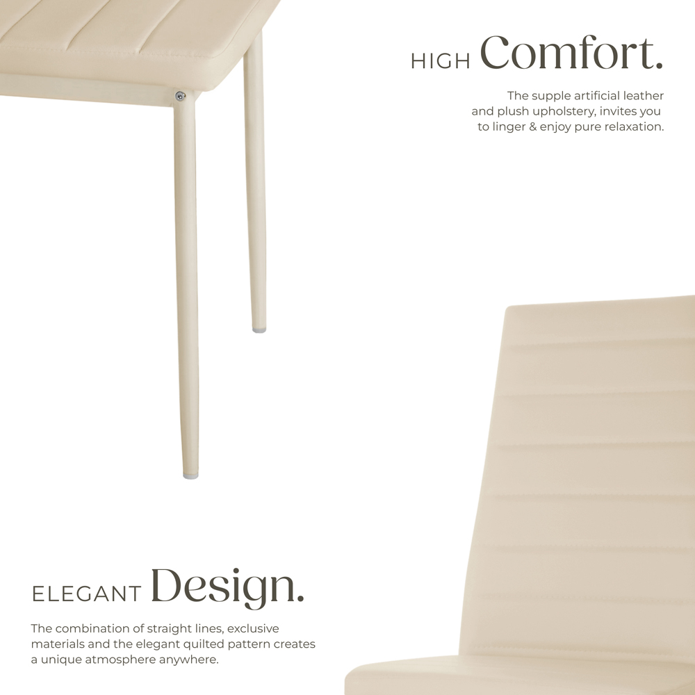 tectake Set of 8 Beige High Backrest Padded Dining Chair Image 5