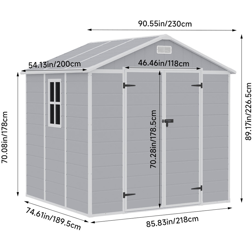 Living and Home 8 x 4ft Grey Waterproof Outdoor Storage Shed Image 9