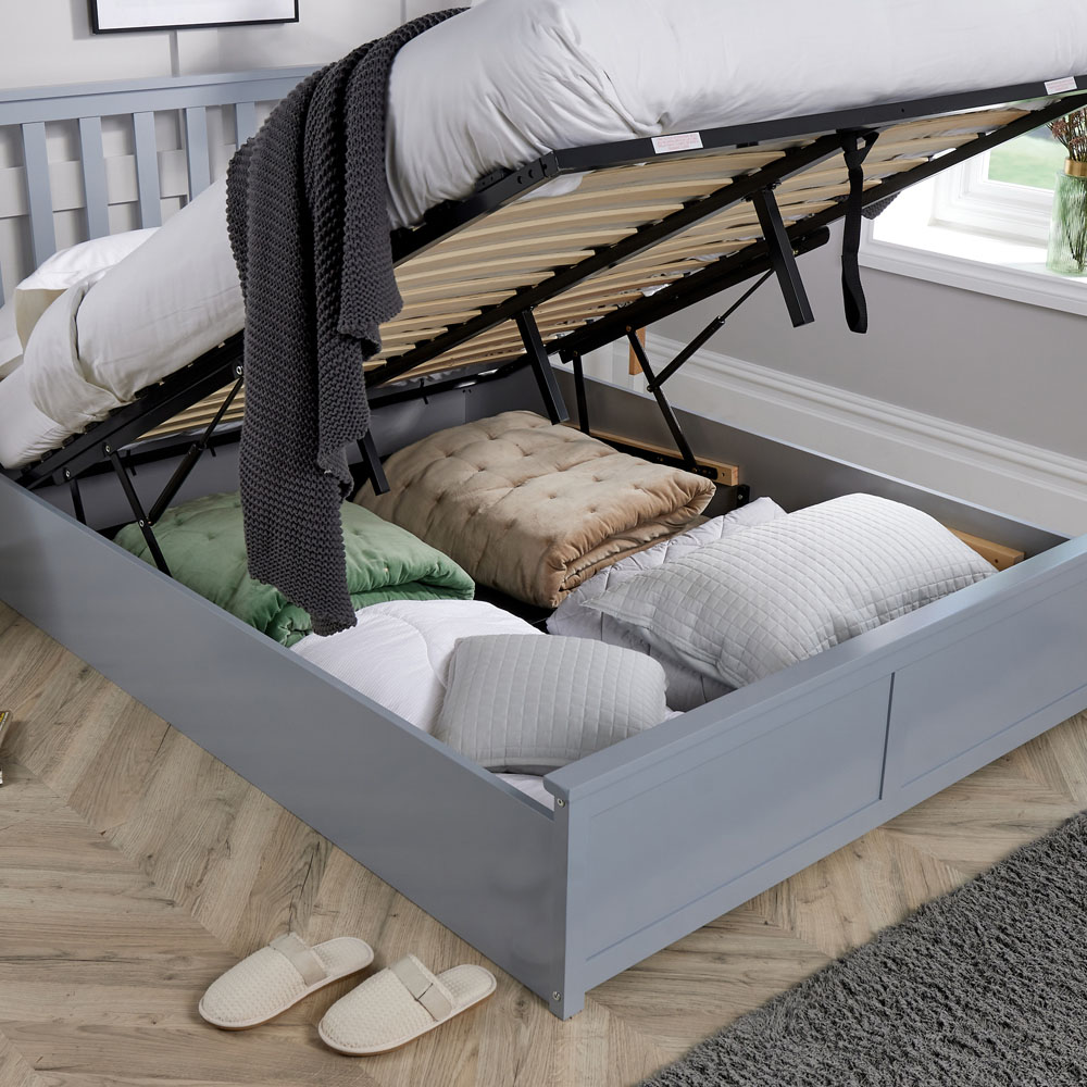 Home Source Florida Double Grey Pine Wood Ottoman Bed Image 4