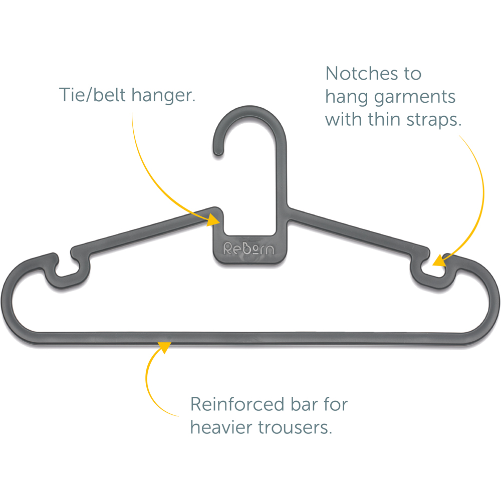 ReBorn Black Plastic Coat Hanger 5 x 4 Pack Image 6