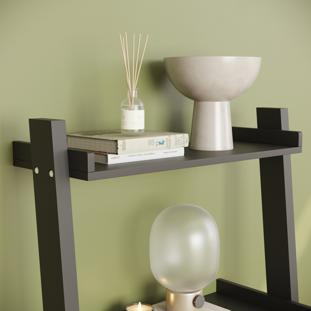 Vida Designs York 3 Shelf Black Ladder Bookcase Image 4