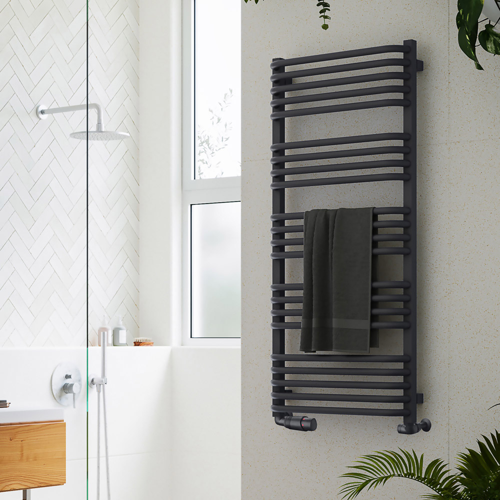 Terma Alex Modern Grey Heated Towel Rail 1140 x 500mm Image 2