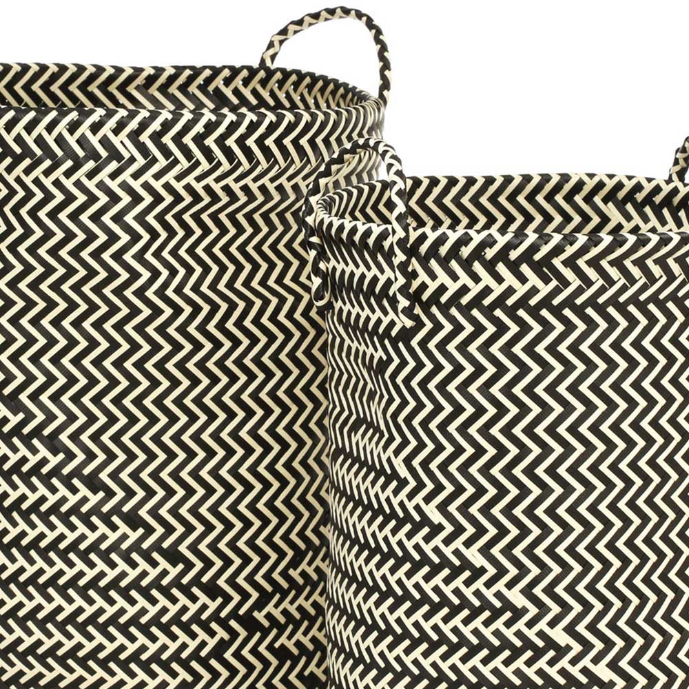 Premier Housewares Black and White Woven Storage Basket 2 Pack Image 6
