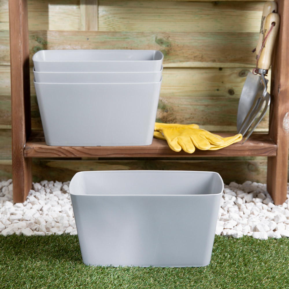 Wham Studio Cool Grey Rectangular Plastic Trough 30cm 4 Pack Image 2