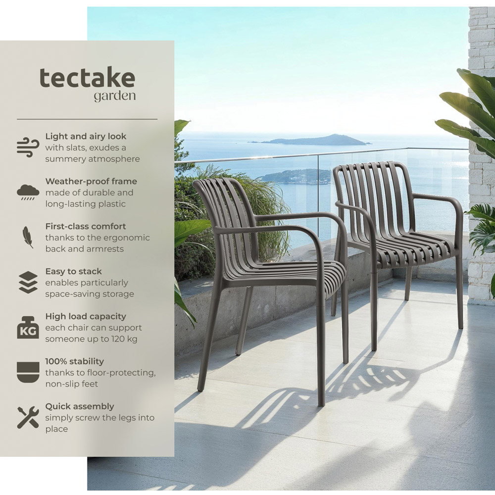 tectake Alcudia Set of 2 Anthracite Garden Chair Image 3