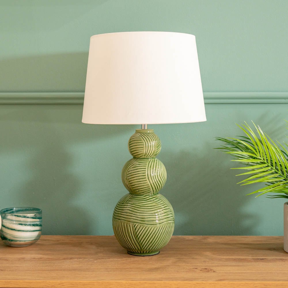 ValueLights Mia Green and White Shade Ceramic LED Table Lamp Image 3