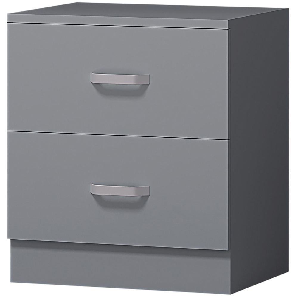 FWStyle Tunis 2 Drawer Matt Grey Bedside Table Image 3