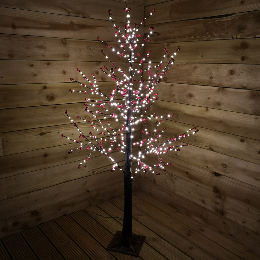 Samuel Alexander Warm White LED Black Christmas Twig Tree with Red Berry 5ft Image 6