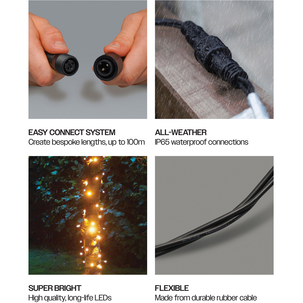 Eagle Connect Warm White LED Black String Light 75m Image 3