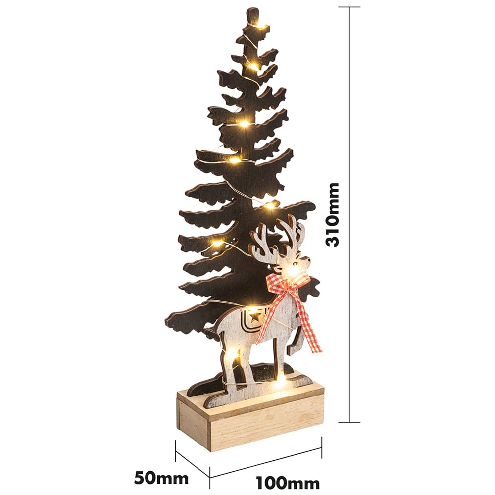 St Helens Festive Lights Wooden Christmas Tree Decoration 31cm Image 6