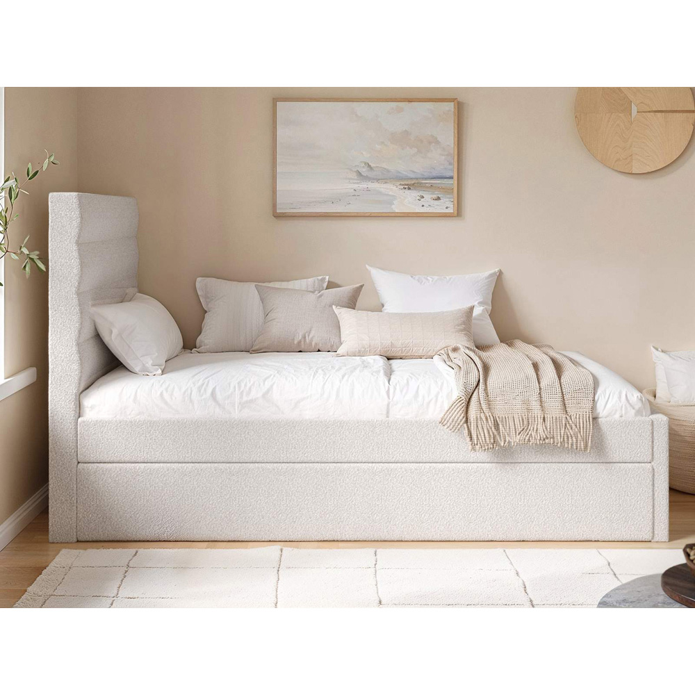 Flair Ari Single Beige Boucle Bed with Trundle Image 5