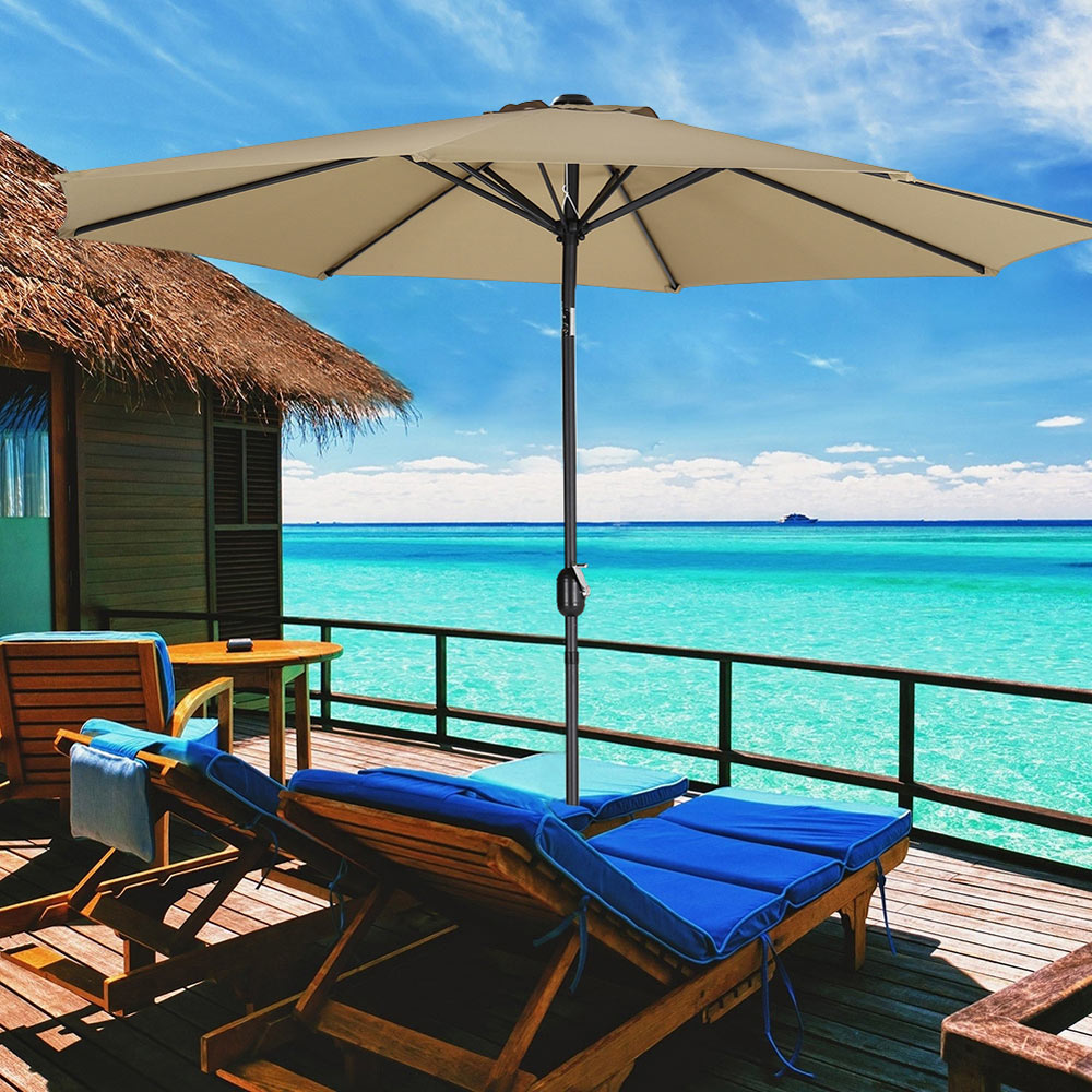 Living and Home Dark Grey LED Cantilever Parasol with Cross Base and Square Base 3m Image 2