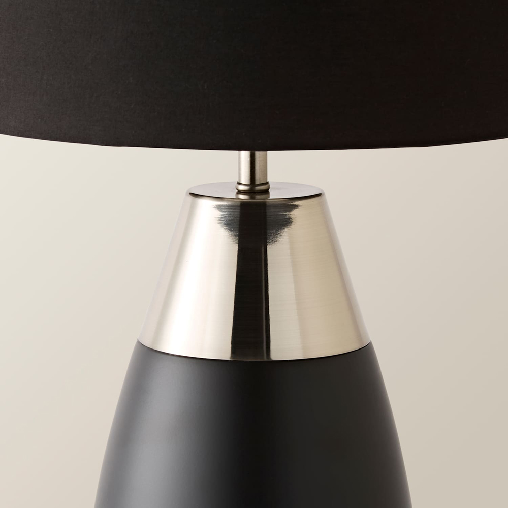 ValueLights Hurst Black Drum Shade Touch Table Lamp with Bulb Image 3