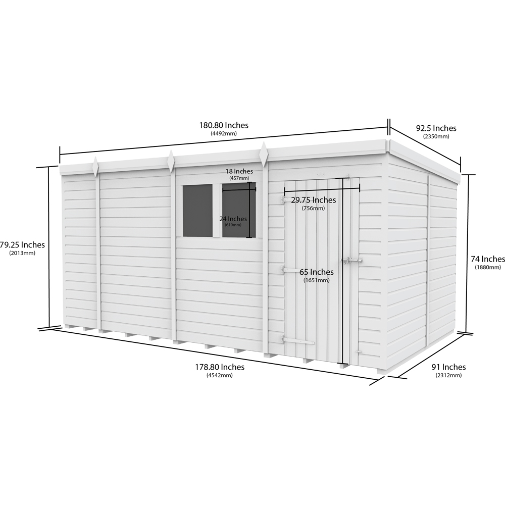 DIY Sheds 15 x 8ft Tongue and Groove Timber Pent Security Garden Shed Image 9