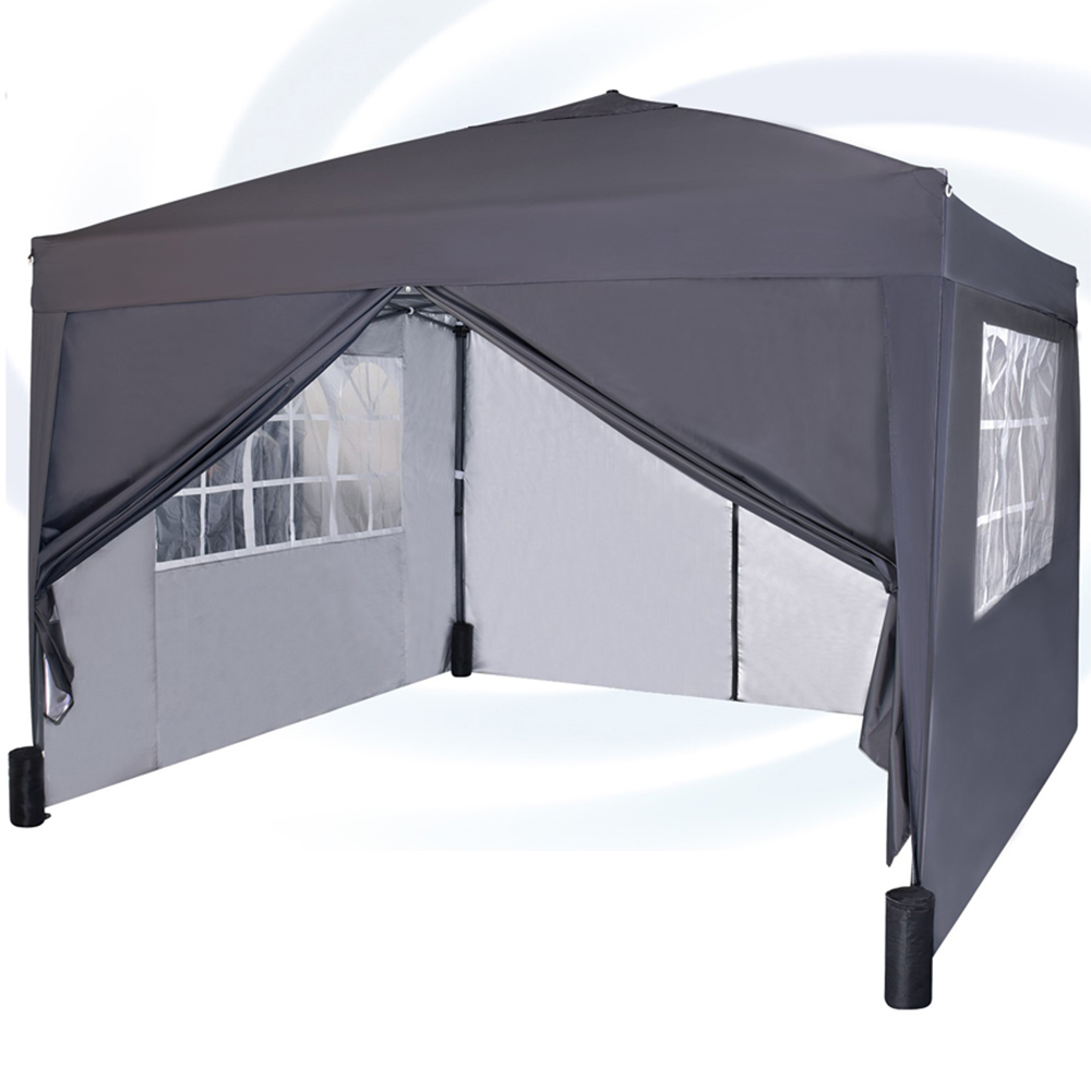 Grey Pop Up Outdoor Canopy Tent with Removable Sidewalls 3 x 3m Image 2