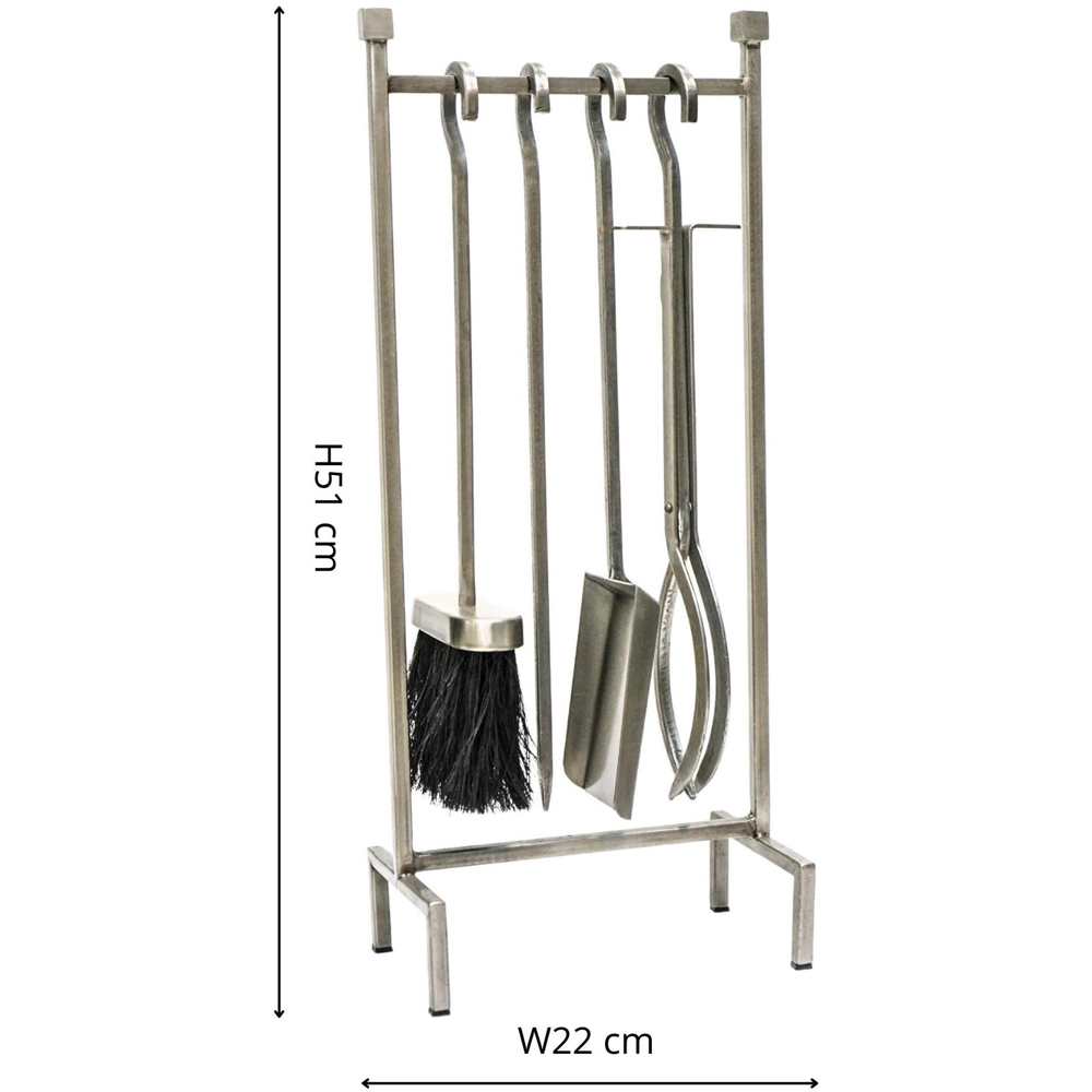Ivyline 4 Piece Pewter Iron Fireside Companion Set Image 3