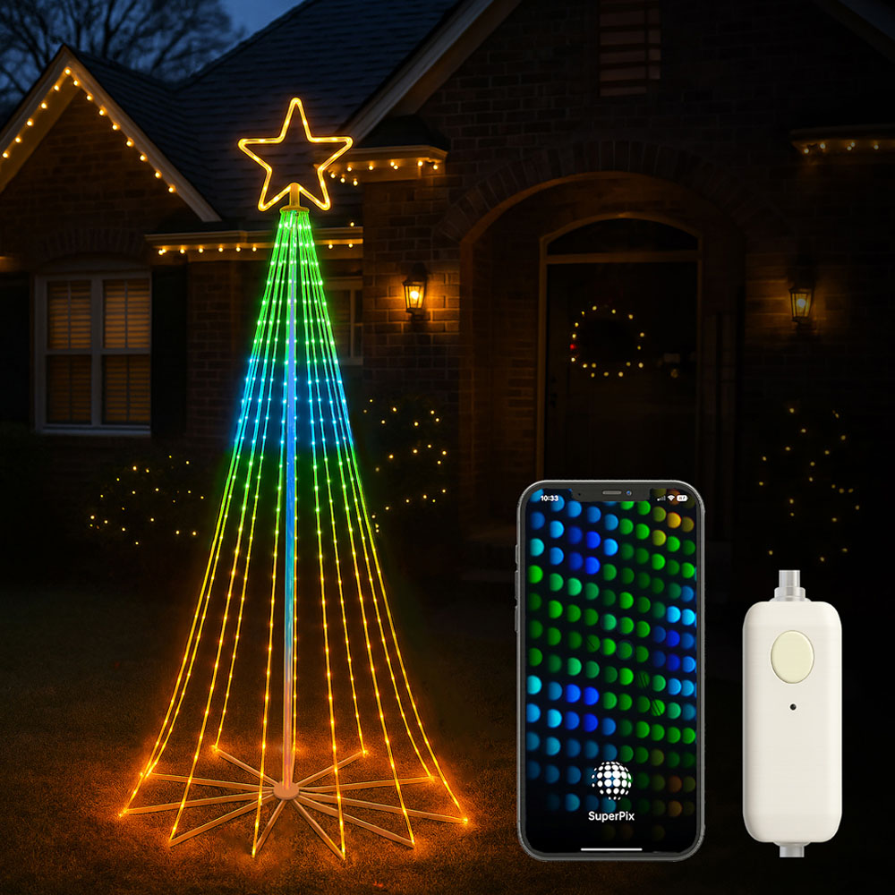 Xmas Haus 804 RGB LED Cone Shaped Light Tower with Star Topper 8ft Image 2