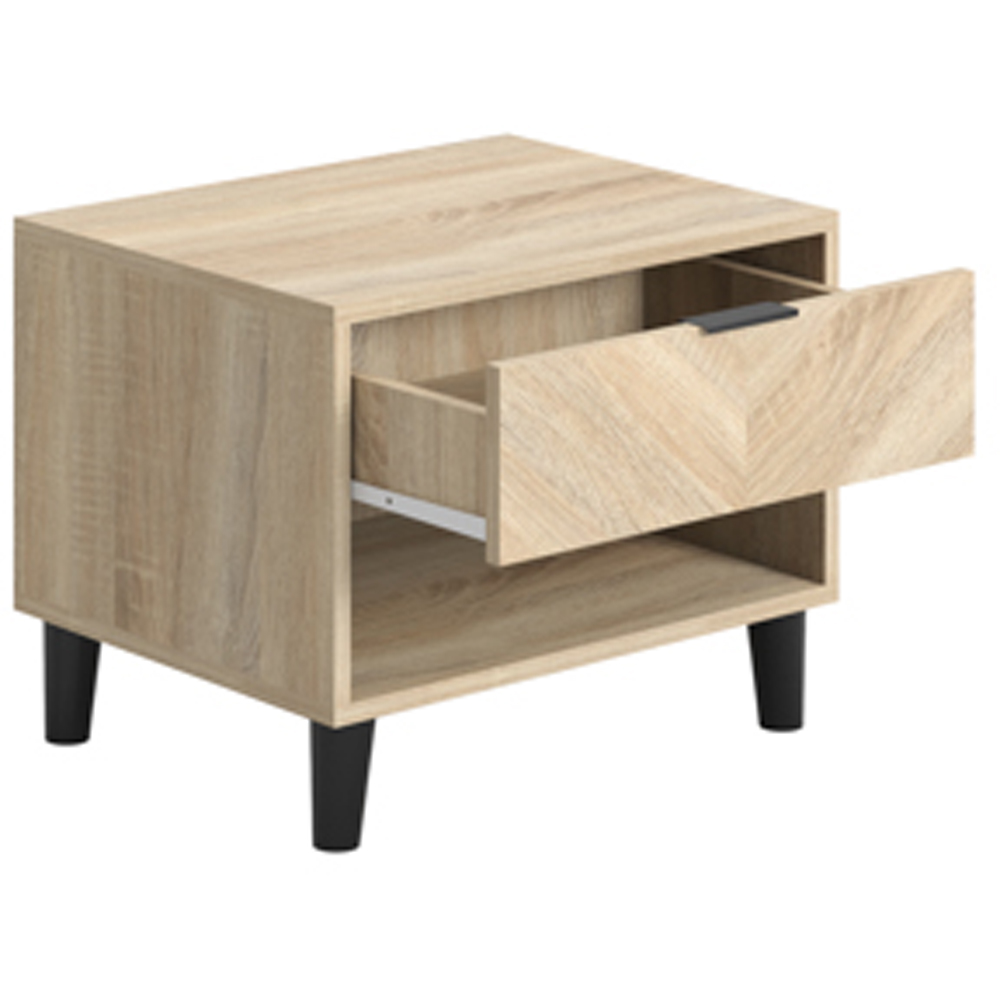 Stockholm Chevron Single Drawer Single Shelf Sonoma Oak Bedside Table Image 6