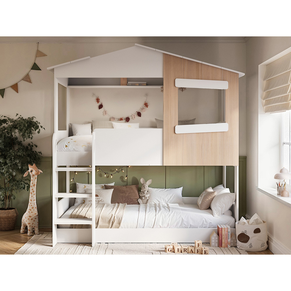 Flair Dreamland White and Oak House Bunk Bed Image 5