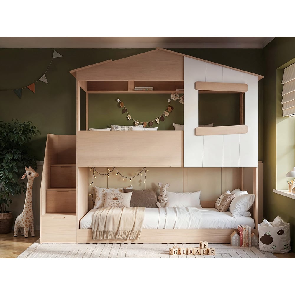 Flair Dreamland Oak Play House Staircase Bunk Bed Image 7